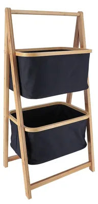 Produktbild von Bambusregal 2 körbe polyester - schwarz bambus - Tendance