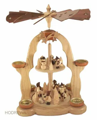 Produktbild von Tischpyramide Winterkinder mit Schneemann Höhe 40cm NEU