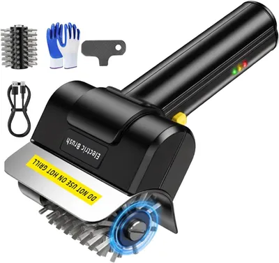 Productafbeelding van Elektrische grillborstel - Barbecue reiniger - Buiten koken - Hoog koppel motor - 21 x 9 x 10 cm - Zwart