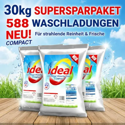 Produktbild von 30kg ( 3 x 10Kg ) ideal Universal Waschpulver COMPACT / 588 Waschladungen