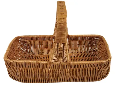 Produktbild von Tablett aus Weide mit Henkel holländisches Design Braun rechteckig 48x30x32 cm