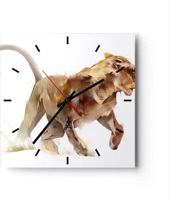 Produktbild von Wanduhr - Quadrat - Glasuhr - Tier Abstraktion - 40x40cm - Schleichendes Uhrwerk - Lautlos - zum Aufhängen bereit - Dekoration Modern - Wanddekoration aus Glas - C3AC40x40-3967