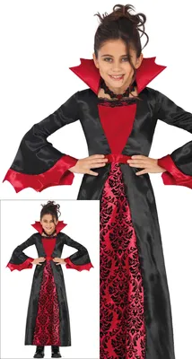 Produktbild von Vampir Halloween Gewand Mit Dramatischem Stil Für Mystische Nächte Und Magische Abenteuer In Rot Schwarz Für Kinder, Größe: 110/116 Farbe: Schwarz / Grau