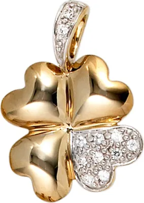 Produktbild von Halsschmuck Anhänger Kleeblatt Zirkonia & 333 Gold Gelbgold Einhänger Glückszeichen