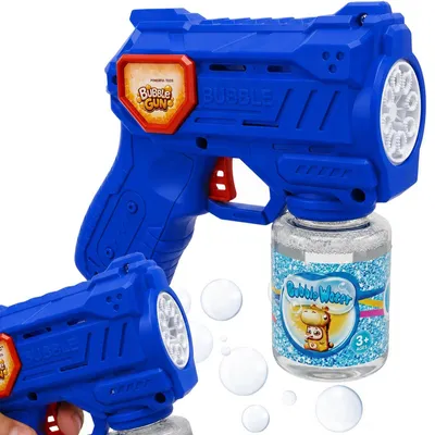 Produktbild von Seifenblasenpistole Bubble Gun Seifenblasenmaschine Kinder Blau LED automatisch 70 ml 8 Öffnungen batteriebetrieben