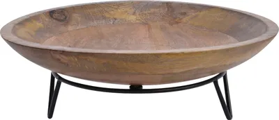 Produktbild von Deko-Schale - Braun - Schwarz - Mangoholz - Metallfüße - Ø 40 cm