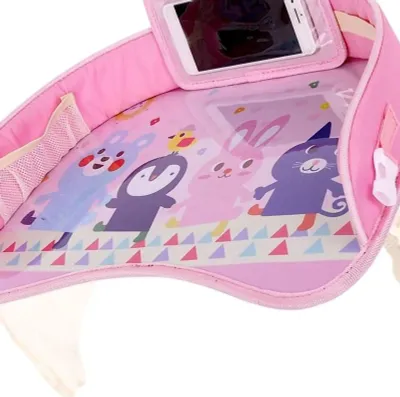 Produktbild von Kinder-Reisetablett, Sitz, Schoßaktivität, halb umschlossener Organizer mit transparenter Tasche, Seitentasche für Kinderwagen, Auto, Kind, Hand in