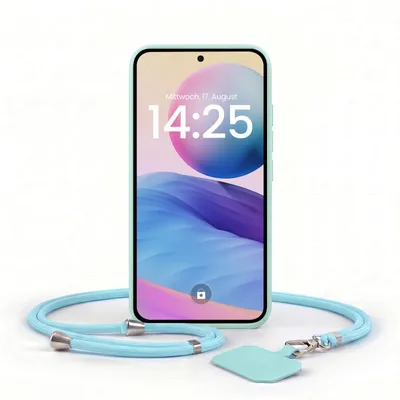 Produktbild von Handyhülle für Xiaomi Redmi Note 10 5G mit Handykette Band Kordel Hülle Case Schutzhülle Hellblau