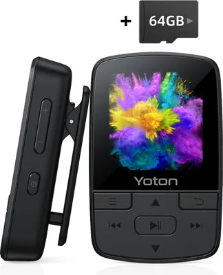 Produktbild von YOTON YM03 Bluetooth 64GB Odtwarzacz MP3 z klipsem, Dźwięk HiFi , Radio FM, Krokomierz, Dyktafon, odtwarzaczem MP3 z kartą TF 64 GB i słuchawkami