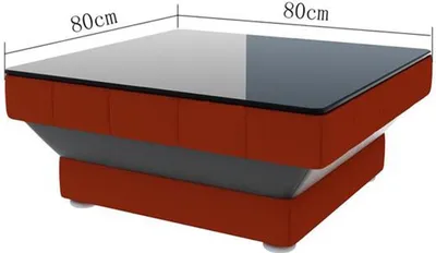 Image de Tables de salon en cuir Table basse noire Table d'appoint en verre Table carrée
