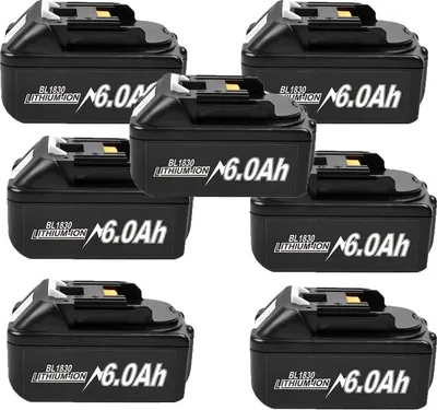 Productafbeelding van Lithium-ion batterij, 6000 mAh capaciteit, compatibel met diverse modellen, waaronder 7ge BL1830, 18V