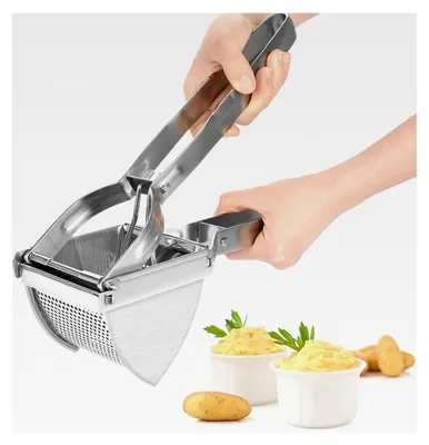 Produktbild von Kartoffelpresse aus Edelstahl, Kartoffelstampfer für Obst und Gemüse, 28 x 8 x 10,5 cm