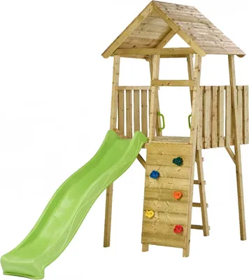 Produktbild von Spielturm aus Holz: Rutsche, Kletterwand, Spielhaus WIKI