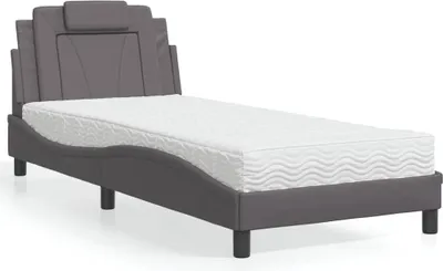 Produktbild von vidaXL Bett "Viana" mit Matratze Grau 90x190 cm Kunstleder