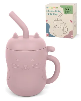 Image de Gobelet de boisson en silicone pour bébés, 2-en-1 avec paille et gobelet ouvert