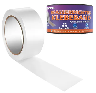 Produktbild von Wasserdichtes Klebeband 5 cm x 5 m, transparent, UV-beständig, für Reparatur