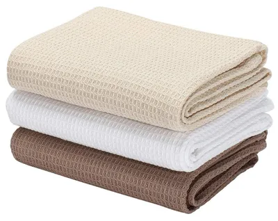 Produktbild von Geschirrtücher Set Baumwolle Waffelgewebe 3er Set Beige 43,2 x 63,5 cm