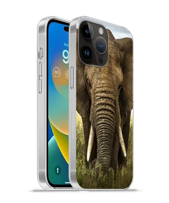 Produktbild von MuchoWow® Handyhülle Schutzhülle Hülle für Apple iPhone 14 Pro - Softcase Elefant - Natur - Gras - Tiere - Landschaft Silikon Softcase Handy Hülle - Umschlag