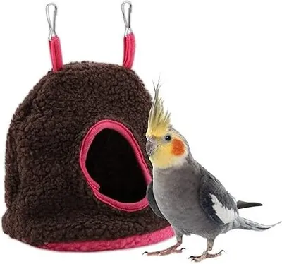 Produktbild von Warmes Hängemattennest aus Plüsch, Käfigzelt, Bett, Lebensraum für kleine Papageien, Eichhörnchen, Chinchillas, Hamster, Papageien, Meerschweinchen, Winterwärme (dunkelbraun)