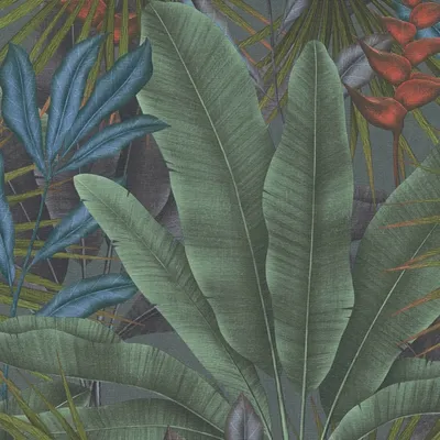 Produktbild von Profhome 396471-GU Natur Tapete Dschungel matt grau grün rot blau 5,33 m2
