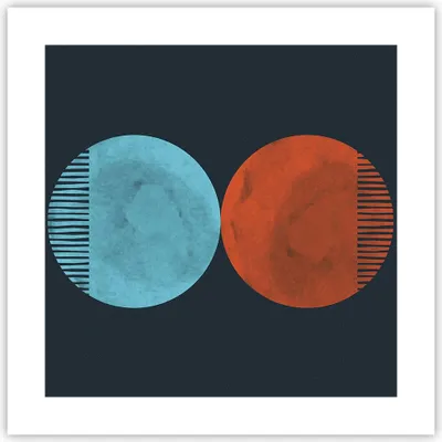 Produktbild von Poster - Poster ohne Rahmen - Abstraktion Blau Rot - 40x40 cm - Wand Bild - Wanddeko - Wandbilder - Kunstposter - Wandposter - Bilder - Kunstdruck - Wanddekoration - Wandbild - P2XAC40x40-4720