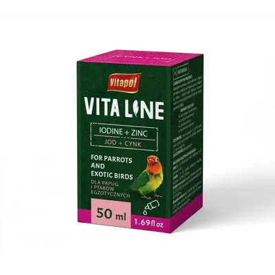 Produktbild von Vitapol VITALINE Zink + Jod für Papageien und Exoten 50 ml Nahrungsergänzung
