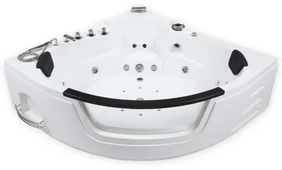 Produktbild von HOME DELUXE - Whirlpool - Laguna L - Weiß, Maße 157x157x65cm - inkl. Radio, Heizung und Lichttherapie I Eckwanne für 2 Personen, Indoor Badewanne