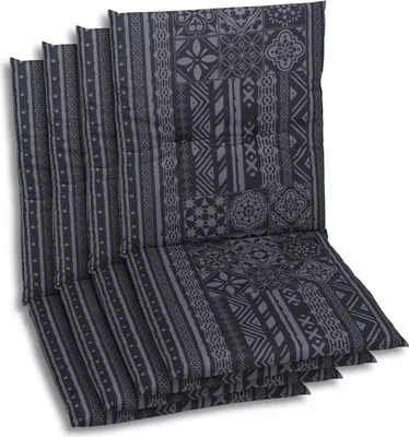 Produktbild von GO-DE Textil, Sesselauflage Niederlehner, 4er Set, Farbe: grau, Maße ca.: 98 cm x 48 cm x 5 cm, Rückenhöhe: 50