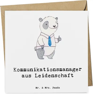 Produktbild von Mr. & Mrs. Panda Klappkarte Kommunikationsmanager Leidenschaft - Weiß - Geschenk, Studium, Communications Manager, faltkarte, anlasskarte, Spruch, Glückwunschkarte
