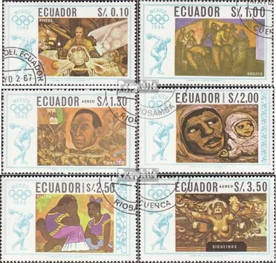 Produktbild von Briefmarken Ecuador 1967 Mi 1313-1318 (kompl.Ausg.) gestempelt Olympische Sommerspiele
