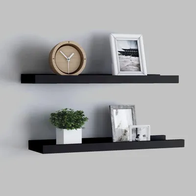 Obrázek produktu pro Poličky na zarámované obrázky 2 ks černé mdf černá 60 x 9 x 3 cm
