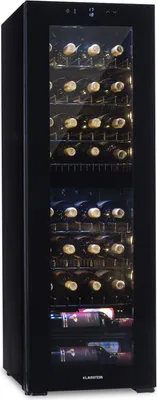 Obrázek produktu pro Klarstein vinotéka, slim, 2 zóny, skleněné dveře, UV ochrana, 5-18 °C, 34 lahví