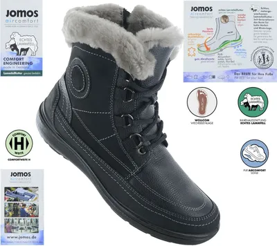 Produktbild von Jomos Freewalk Stiefel in Übergrößen Schwarz 806501 442 000 - echtes Lammfell- große Damenschuhe, Größe:36