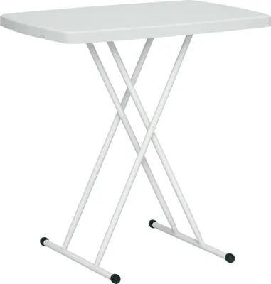 Image de Outsunny Table d'appoint pliable en HDPE, table pliante avec hauteur ršŠglable sur 6 niveaux, table de balcon pour patios et jardins, 76 x 50 x 74 cm, blanc
