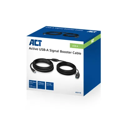 Obrázok produktu pre ACT AC6110, 10 m, USB A, USB A, USB 3.2 Gen 1 (3.1 Gen 1), 5 Gbit/s, Čierna