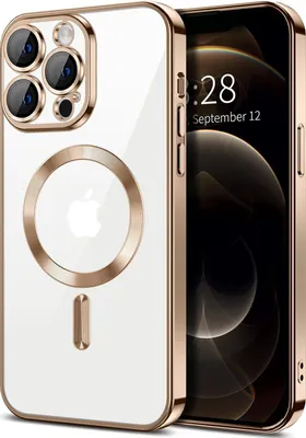 Produktbild von Magnetische Klar Hülle für iPhone 12 Pro Max, Kompatibel mit MagSafe, Elektroplattiert Handyhülle mit Kameraschutz Braun