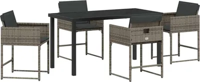 Image de vidaXL Ensemble de jardin 5 pcs Gris Poly-Rotin
