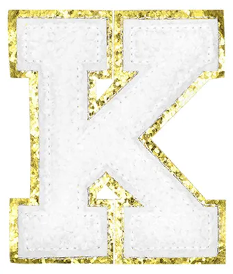 Buchstaben-Patch K, 5,5 cm, aufbügelbar, Goldrand, Stickerei