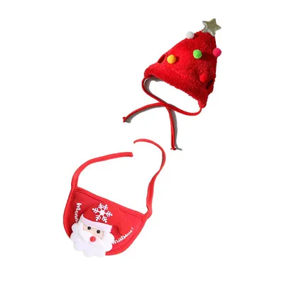 Produktbild von Heikoeco® Weihnachten Haustier Hut und Lätzchen, festliches Hundezubehör für kreative Feiertagslooks, perfekt für Fotos und als Weihnachtsgeschenke fü