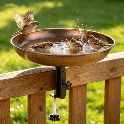Produktbild von Vogelbad für den Außenbereich mit mehreren Funktionen und Befestigungsmöglichkeit