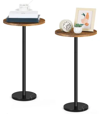 Zdjęcie produktu dla Okrągły stolik retro z marmurową podstawą w kolorze brązowym 32 cm