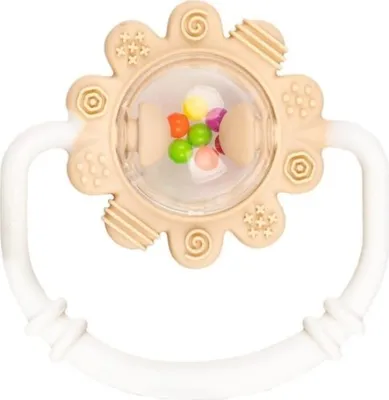 Immagine prodotto di Leccapiedi in silicone, sonaglio con pallina - Daisy, beige