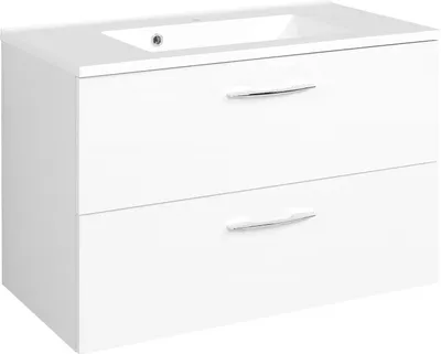 Produktbild von Waschtisch Waschplatz Waschbeckenschrank Badezimmermöbel "Porto I" (80 cm, weiß)