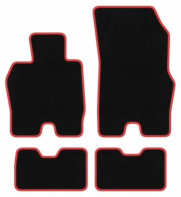 Produktbild von Fußmatten Automatten Velours Schwarz/Rot für BMW i8 L12 2014-2022 Set 4-tlg