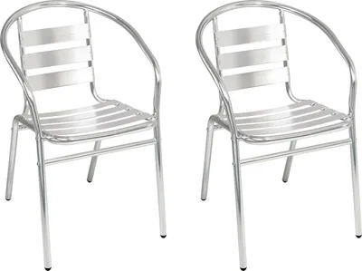 Image de 2 chaises de bistrot stables en aluminium, empilables
