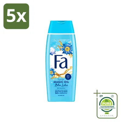 Obrázek produktu pro 5 kusů sprchového gelu Fa Magische Olie s vůní modrého lotosu, objem 250 ml, balení