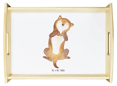 Produktbild von Mr. & Mrs. Panda Bett-Tablett Hund Streicheln - Weiß - Geschenk, Sofa Tablett, Sprüche, serviertablett aus holz, Servier, Kraulen, Hunde, Bauch, Süß