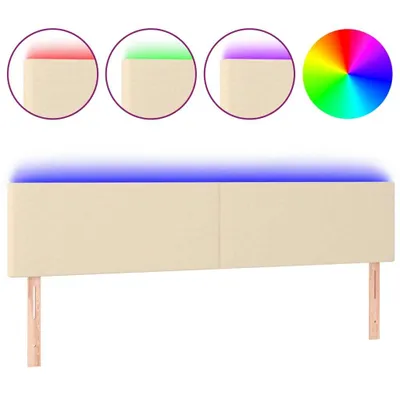 Obrázek produktu pro vidaXL LED čelo postele krémové 160x5x78/88 cm Látka