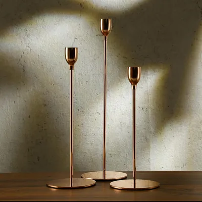 Produktbild von Stabkerzenhalter - Metall - unterschiedliche Größen - roségold - 3er Set