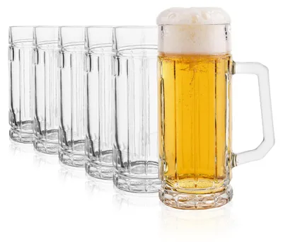 Produktbild von Bierkrug 500 ml 6er-Set Oberglas Soda-Lime-Glas, Glas, Trinkgefäß